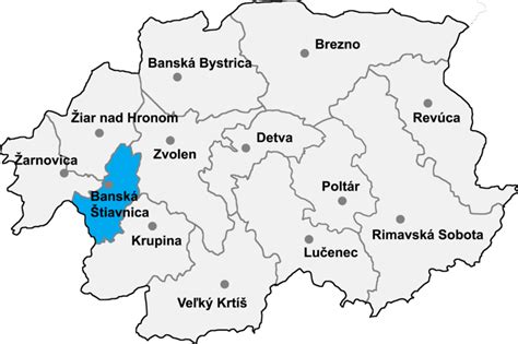 Mapa regiónu Banská Štiavnica