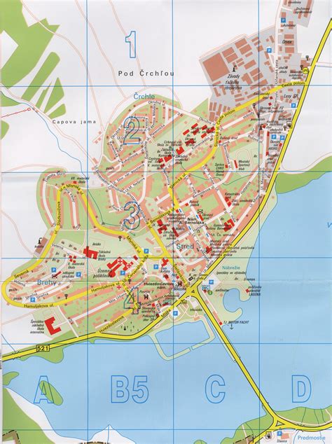 Mapa Kysuckého Nového Mesta s vyznačenými zdravotníckymi zariadeniami