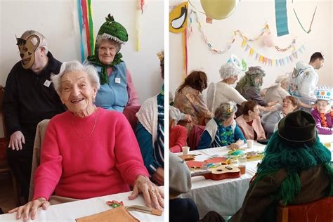 Seniori v maskách počas fašiangového karnevalu