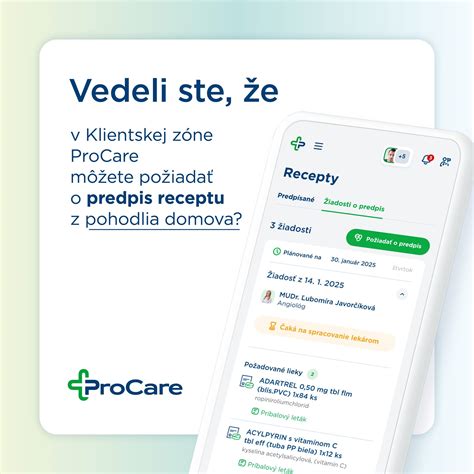 Screenshot klientskej zóny ProCare