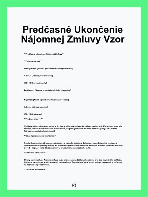 Grafika znázorňujúca dôležité body nájomnej zmluvy