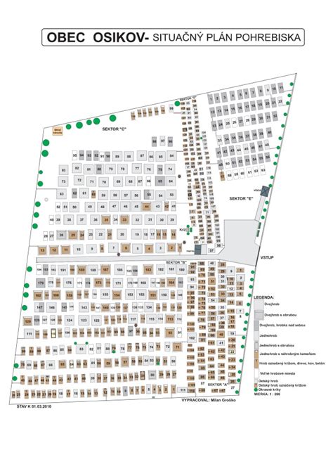 Mapa obce Osikov s vyznačenými kultúrnymi a rekreačnými bodmi