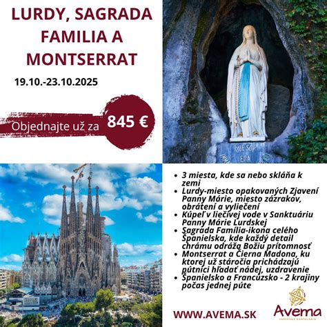 Mapa pútnických miest: Montserrat, Lurdy, Sagrada Familia