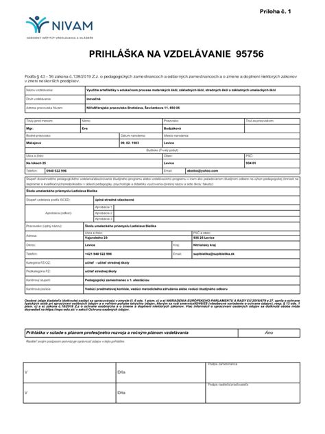 Proces prihlásenia na vzdelávanie