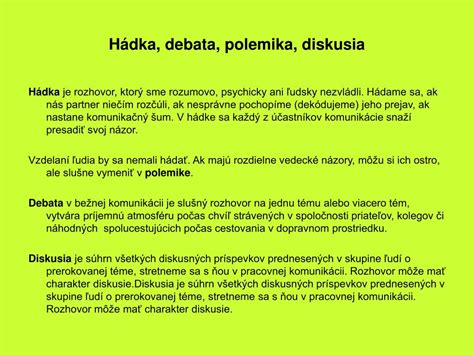 Debata vs. Diskusia vs. Hádka vs. Polemika