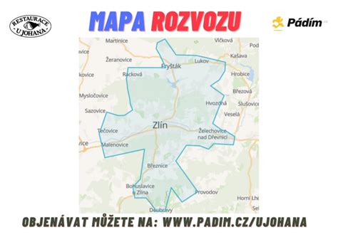 Mapa s vyznačenou oblasťou rozvozu v Novákoch a okolí