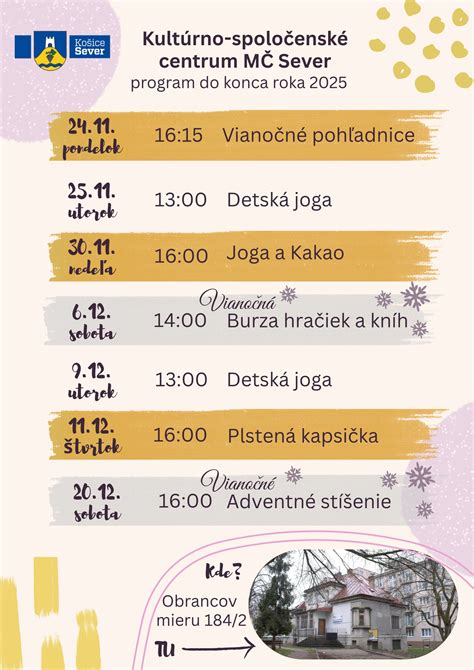 Program aktivít v Kultúrno-spoločenskom centre