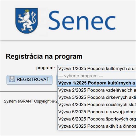 Screenshot online formulára pre podávanie žiadostí o dotáciu