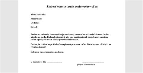 Zamestnanec podpisuje žiadosť o neplatené voľno