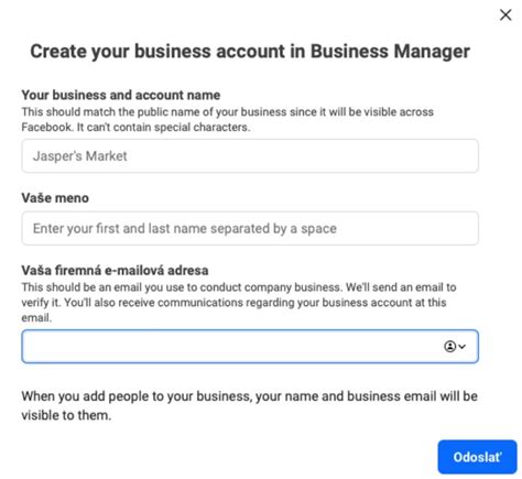Rozhranie Facebook Business Manager pre správu reklamných účtov