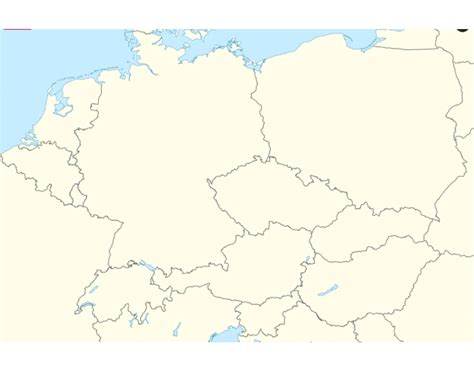 Mapa strednej Európy s vyznačenými susednými krajinami