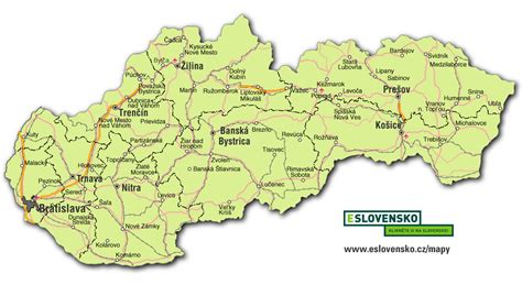 Mapa Slovenska s vyznačeným regiónom Rajec a Žilina
