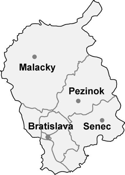 Mapa Bratislavského kraja s vyznačeným Bernolákovom