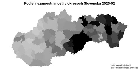 Mapa nezamestnanosti v regiónoch Slovenska