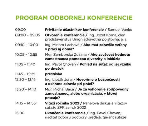 Program konferencie hospicovej starostlivosti