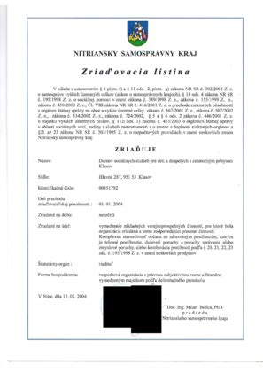 Zriaďovacia listina klubu ZKS