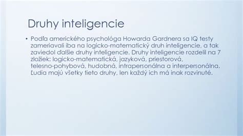 Druhy inteligencie podľa Gardnera