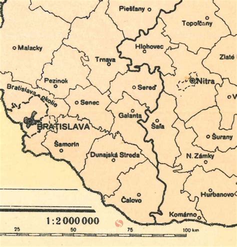 Mapa Vranovského okresu so zvýrazneným sídlom OO JDS