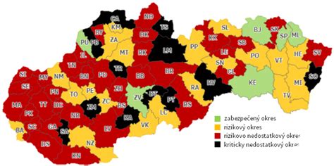 Mapa klasifikácie okresov podľa dostupnosti zdravotnej starostlivosti