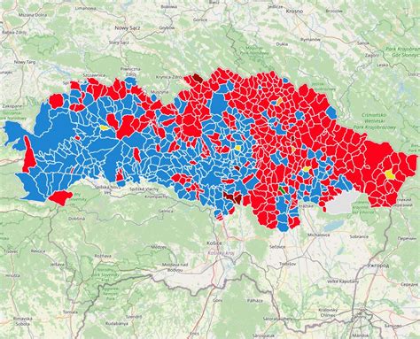 Mapa Slovenska: Rozdelenie podielových daní pre obce a VÚC
