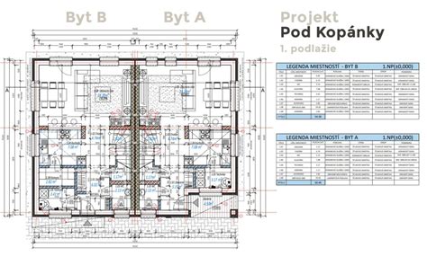 Pôdorys rodinného dvojdomu pre seniorov v Kráľovej-Modre