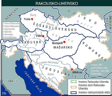 Mapa Rakúsko-Uhorska pred Trianonskou zmluvou