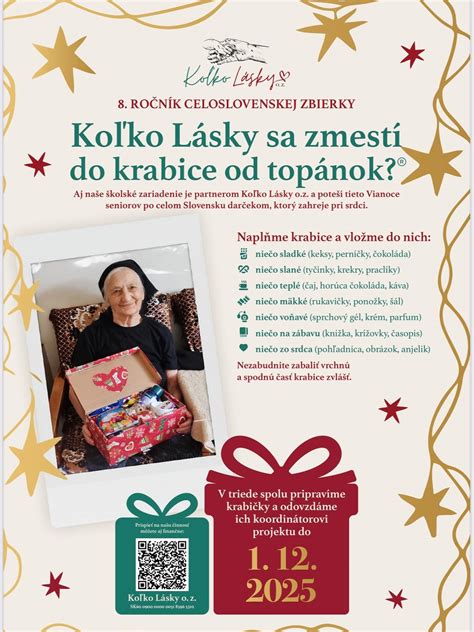Ilustrácia krabice od topánok naplnenej darčekmi pre seniorov