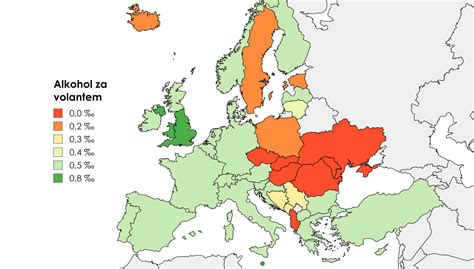 Mapa tolerancie alkoholu v Európe