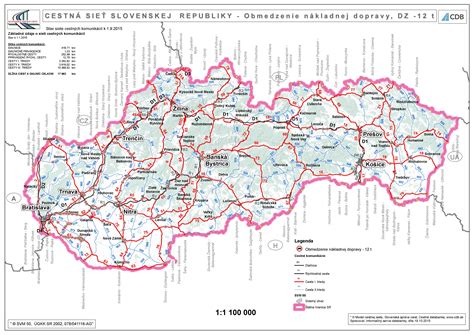 Cestná mapa Slovenska s vyznačenými cestami II. a III. triedy
