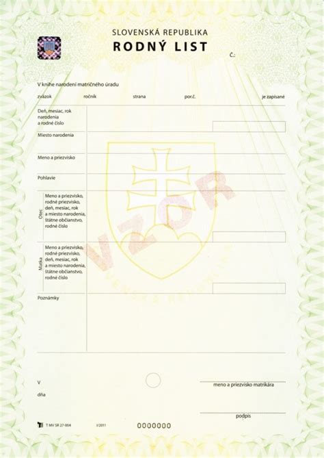 Obrázok rodného listu dieťaťa