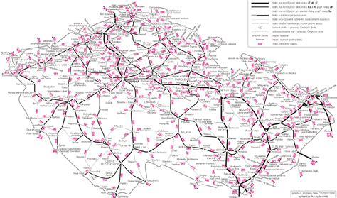 Mapa vlakových tratí s vyťažením