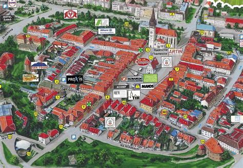 Mapa Banskej Bystrice s vyznačenými sociálnymi zariadeniami