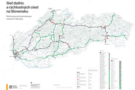 Mapa diaľnic a rýchlostných ciest Slovenska