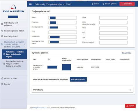 Elektronický účet poistenca Sociálnej poisťovne