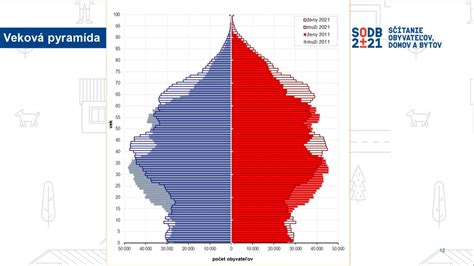 Demografická pyramída Slovenska s predpokladaným nárastom podielu seniorov
