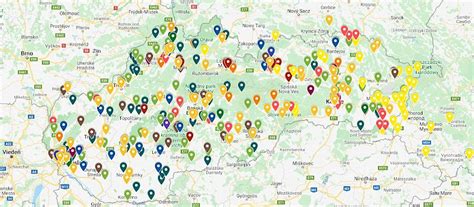 Mapa projektov financovaných z Kohézneho fondu na Slovensku