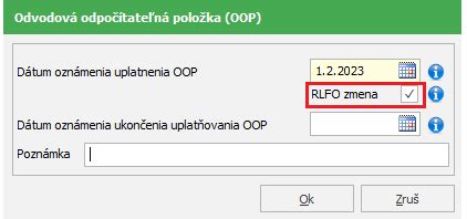 Príklady oznámenia uplatnenia OOP