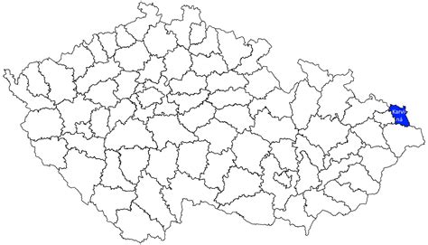 Mapa obce Kšinná s vyznačeným centrom