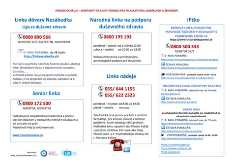 Kontakty na linky pomoci pre seniorov