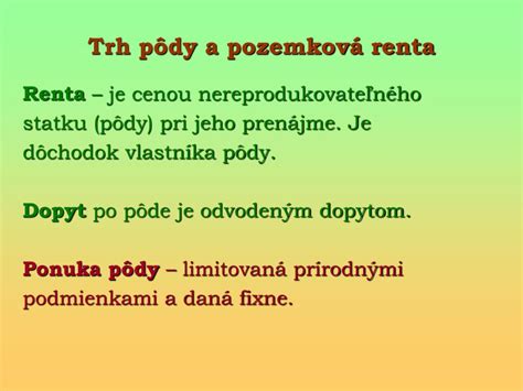 Ponuka pôdy a renta