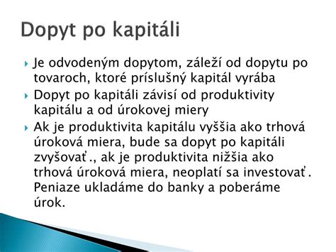 Dopyt po kapitáli a úroková miera