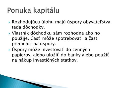 Ponuka kapitálu a úspory