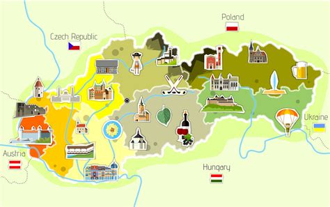 Mapa Banskej Štiavnice s vyznačenými pamiatkami UNESCO