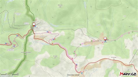 Mapa Oravskej Lesnej a okolitých obcí