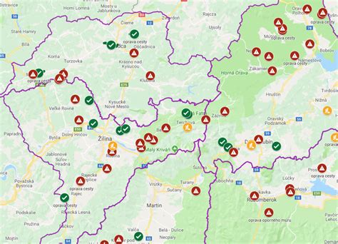 Mapa rekonštruovaných ciest a mostov v Prešovskom kraji
