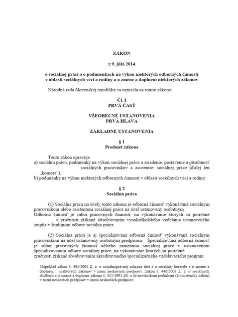 Zákon o sociálnej práci a jeho kľúčové aspekty