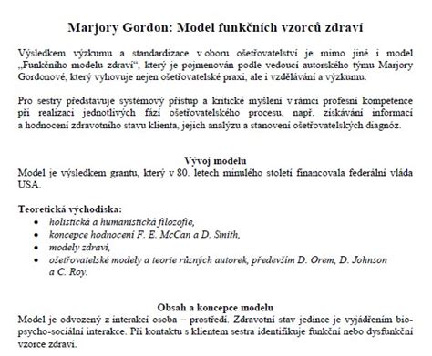 Model Majory Gordonovej pre ošetrovateľskú starostlivosť