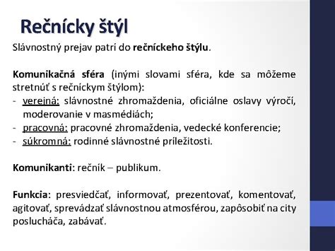 Charakteristiky rečníckeho štýlu