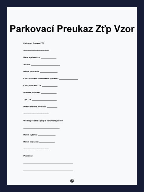 Vzor parkovacieho preukazu ZŤP s hologramom