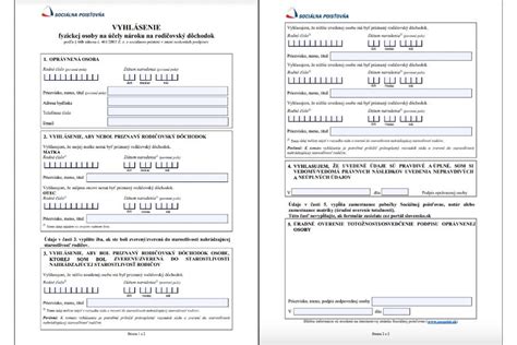 Screenshot formulára „Vyhlásenie fyzickej osoby na účely nároku na rodičovský dôchodok“